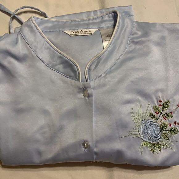 Kay Anna size XL two piece pajama set.  Light blue long sleeve/drawstring waist - Picture 11 of 11
